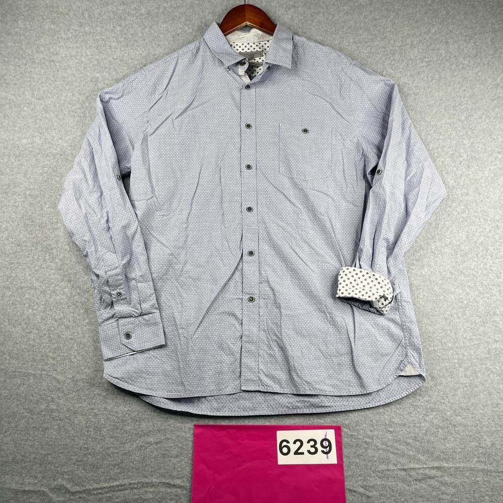 Ted Baker London Shirt Light Blue Flip Cuff Casual Button Up Long Sleeve Men 2XL